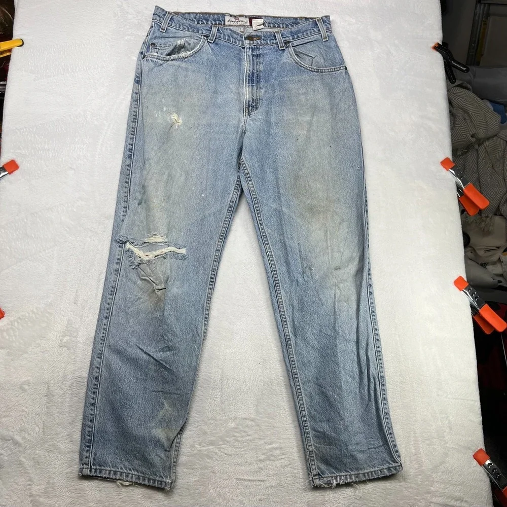 Levi's Strauss Signature 545 Loose Fit Jeans Men's Blue Denim Distressed - 35X31